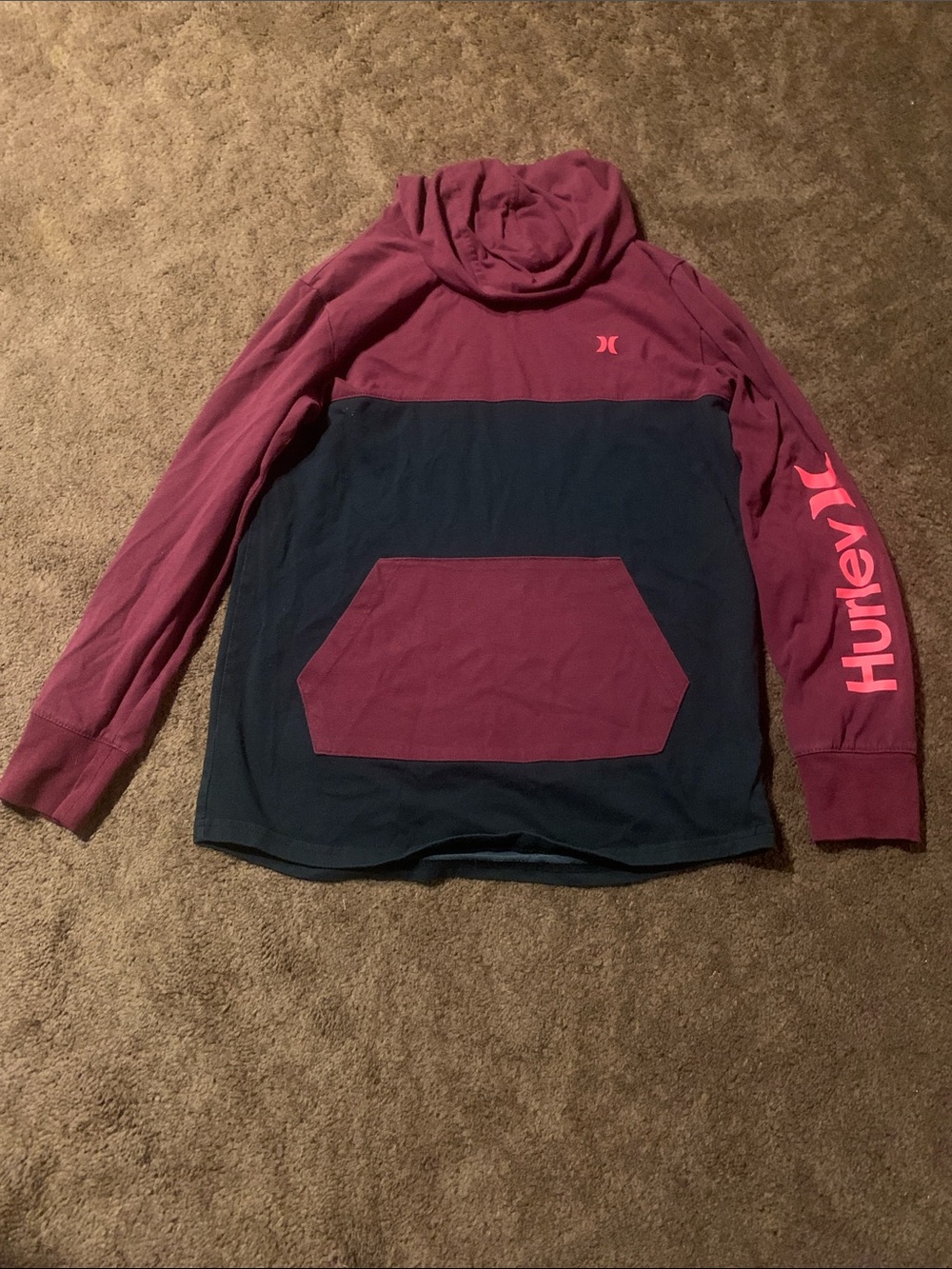 Hurley Men’s Maroon and Navy Turtleneck Pullover